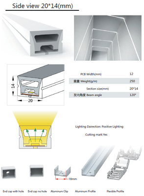 Van de openluchtip68-LEIDENE maakt de Lichte LEIDENE Siliconebuis Strook 20×14mm waterdicht