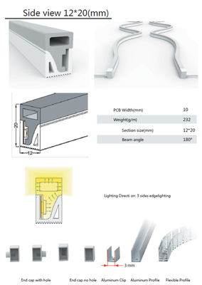 Waterdichte LEIDENE van IP65 IP67 Siliconebuis voor Neonstrook die 12×20mm aansteken