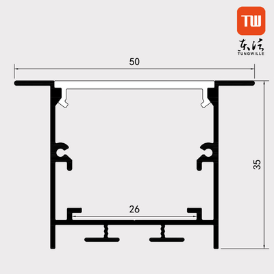 Geanodiseerd Opgeschort LEIDEN Profiel, Profiel Lichte LEIDENE Strook Zilveren Oppervlakte 50 X 35mm