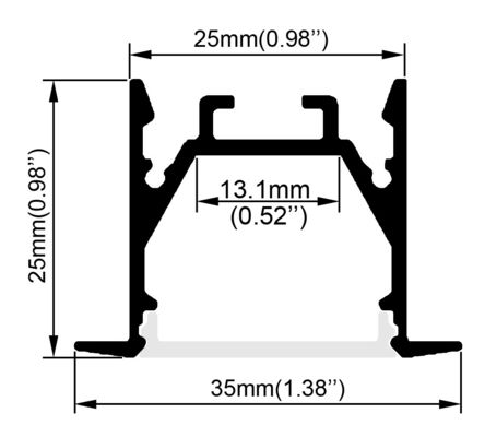 Ingebedde in een nis gezette geleide profielenoem voor het hangende kabinet van de muurvloer