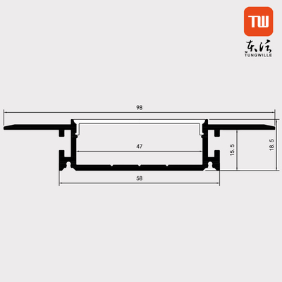 Drywall van het pleisterplafond Aluminiumprofiel voor LEIDENE Strook die 98mm x 18mm aansteken