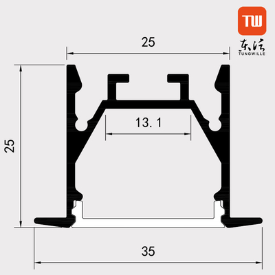 In een nis gezet Aluminium LEIDEN Strookprofiel 25×25MM voor Kastbureau