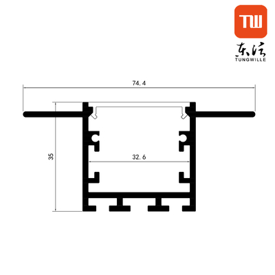 74 * 35 mm gipsplaat LED-profiel architectonische gipswand inbouw lineair