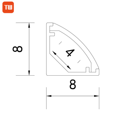 8*8mm Hoek Led Kanaal V Vorm Keuken Licht Hoek Gemonteerd LED Aluminium Profiel