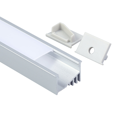 Zilver geanodiseerde opbouw LED-profiel PC-diffusor voor keukenverlichting
