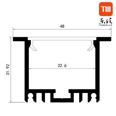 Legering 6063 Wand Inbouw Hangend Led Aluminium Kanaal 48x32mm