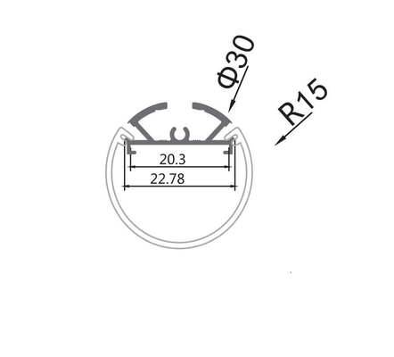 Rond Vorm Opgeschort Geleid Aluminiumprofiel voor Plafond 30mm de Verlichting van de Diametertegenhanger