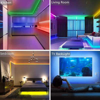 RGB LEIDENE van Bluetooth APP Controle 5050 Strook Waterdicht voor Binnen Openluchtdecoratie
